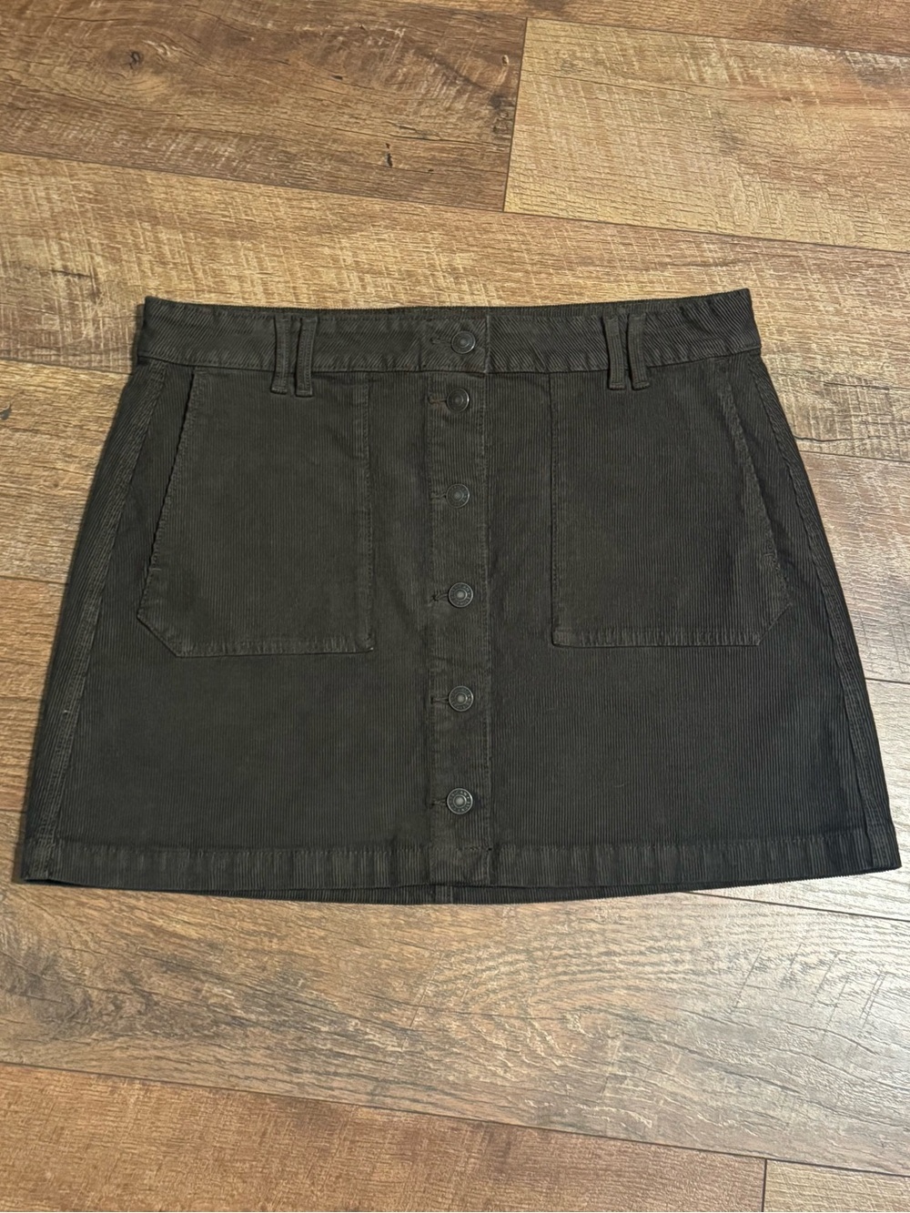 American Eagle Outfitters Green Corduroy Button Front Mini Skirt